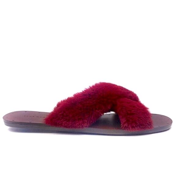 Zara Faux Fur Criss Cross Flat Slides-Size 37/6.5-7 - Picture 3 of 15